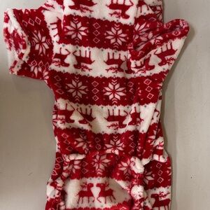 Red and White Holiday Patterned Dog Onesie